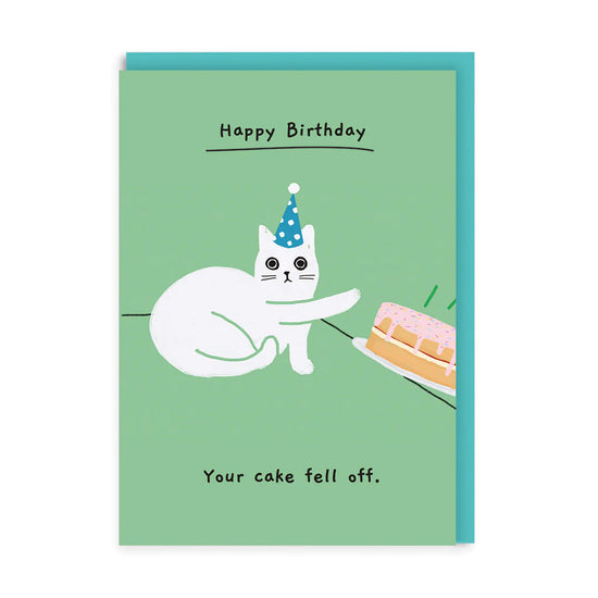 Vtipné narozeninové přání s kočkou Your Cake Fell Off, A6